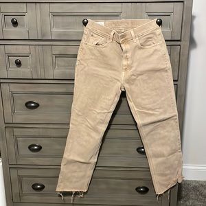 Khaki colored Gap cropped denim